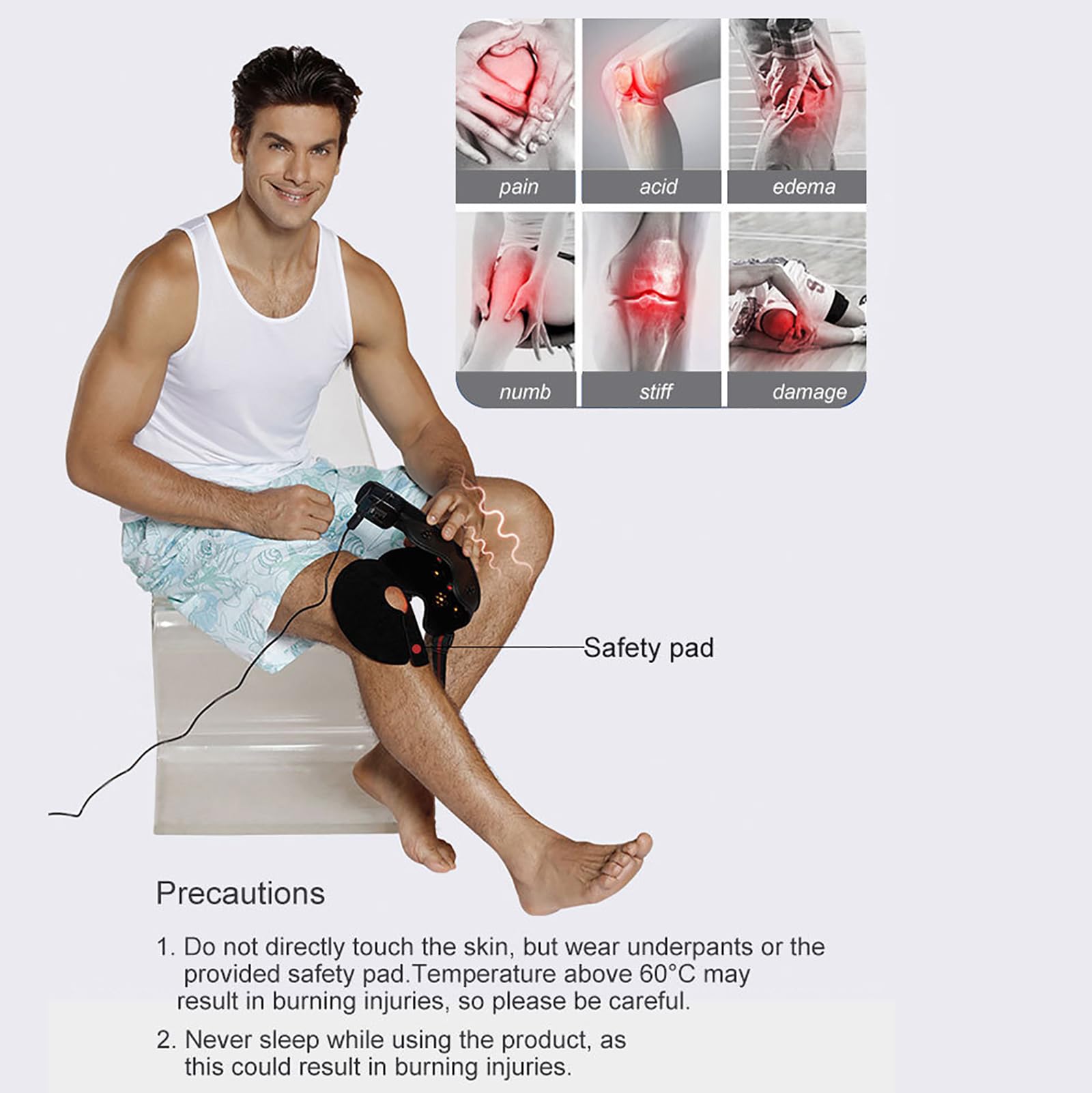 Masajeador De Rodillas con Calor, Rodillera con Calor, Temperatura Ajustable De 45-72 °C Y Función De Memoria De Temperatura, Diseño Ergonómico para Aliviar El Dolor De Rodilla, para Artritis