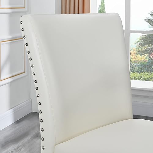 Miniatura 5 de LEEMTORIG Juego de 2 taburetes de bar, de piel sintética de 24 pulgadas de altura de mostrador, taburetes de bar tapizados sin brazos con respaldo,