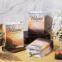 Vista 4 de Chuangdi 50 bolsas de bienvenida para iglesia a granel de 5.91 x 3.15 x 8.27 pulgadas, bolsas de papel con cruz cristiana, regalo religioso