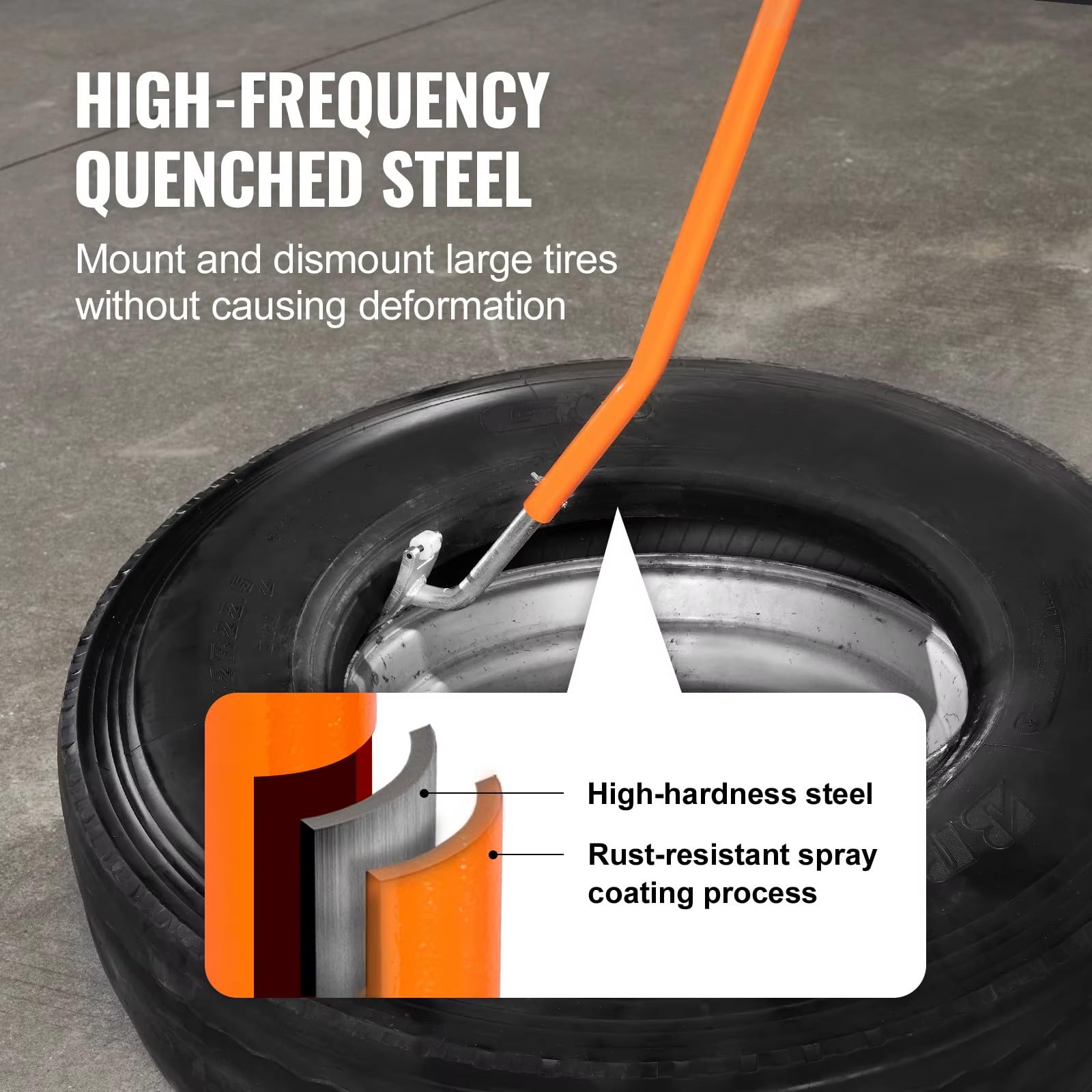 Strumento manuale per smontagomme per pneumatici tubeless, struttura in acciaio resistente per un facile montaggio e smontaggio