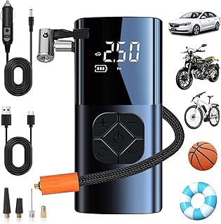 Tire Inflator Portable Air Compressor, 150PSI & 25000mAh Portable Air Pump for Car Tires with Tire Pressure Gauge, 3X Fast Portable Tire Inflator Air Compressor for Car Bike Motorcycle Ball