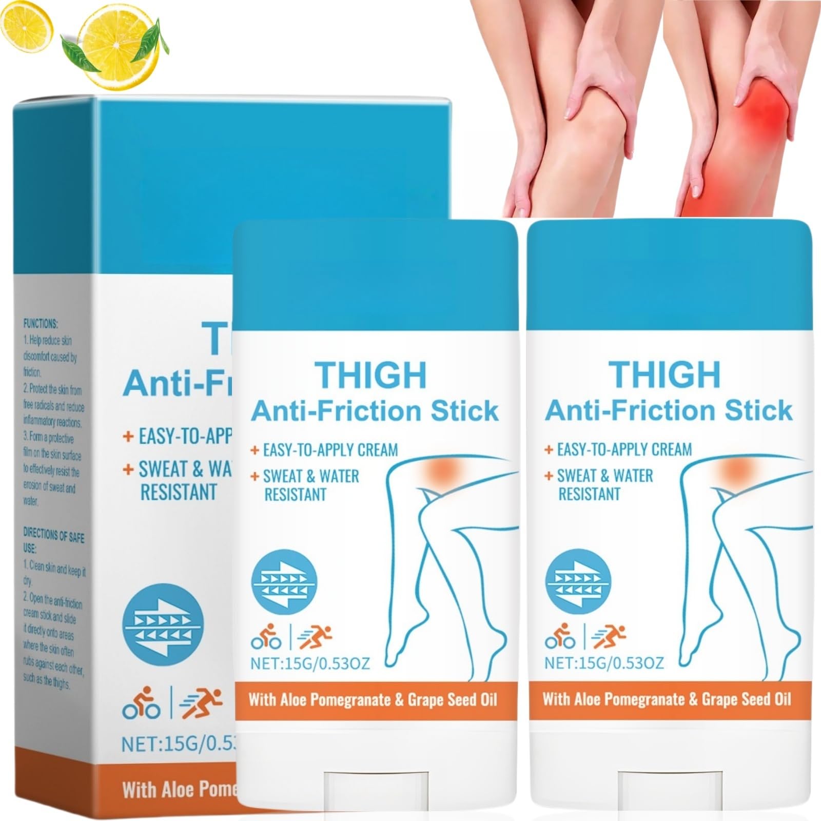 2PCS Anti Chafe Stick,Waterproof Running Chafing Stick,Thigh Rub Cream,Anti Chafing Cream Sweat Proof,Anti-Chafe Stick Chafing Stick,Body Anti-Chafe Cream for Women,Waterproof Glide Anti Chafing Stick