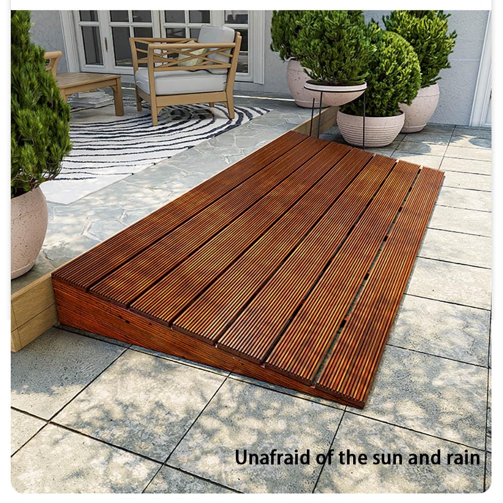 Rampa para Silla De Ruedas De Madera, Rampa De Umbral 8-20 Cm Alto Rampa De Bordillo Móvil, Rampa De Acceso Antideslizantes para Garaje, Vehículos(30 * 30 * 8cm/12 * 12 * 3.1in)