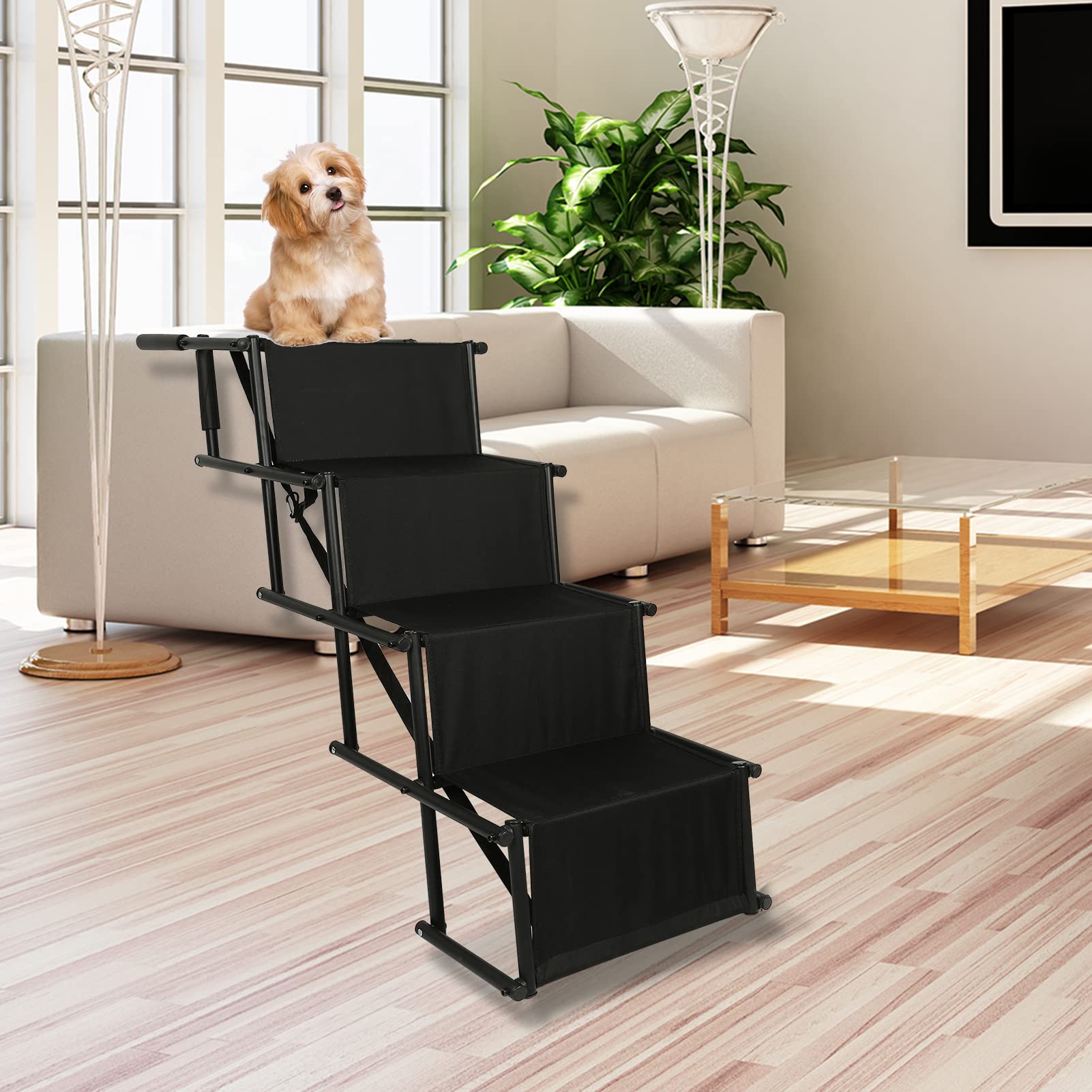 Rampe pour Chien Portable pour Voiture, Convient pour Les Chiens de Grande et Petite Taille. L'échelle Pliable de Voiture est Pratique et Rapide, Peut Supporter Un Poids de 60 kg
