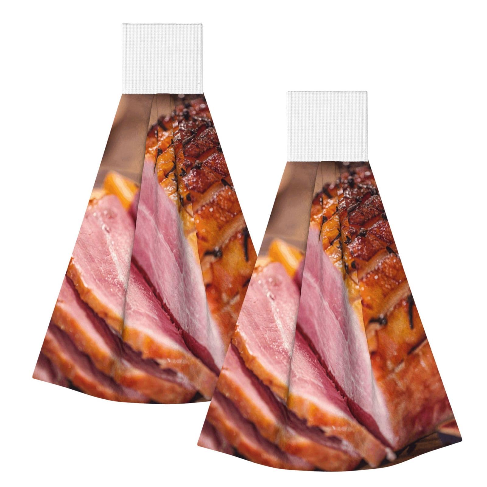 DOPKLNA Ham, 2 Pcs Hanging Coral Fiber Hand Towels for Bathroom, Absorbent Kitchen Towels