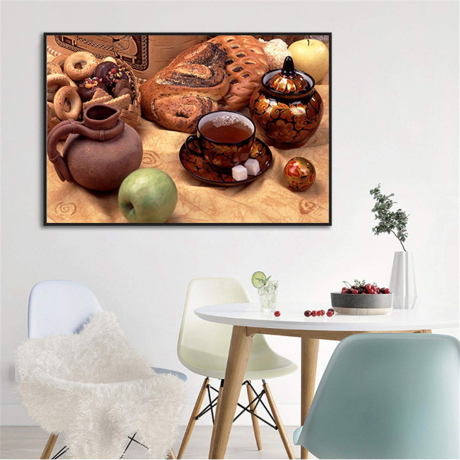 Quadro Tela Moderna Con Stampa Frutta E Cesto 50x90 Cm - Poster Artistico Per Cucina E Ristorante - Senza Cornice, Decorazione Murale