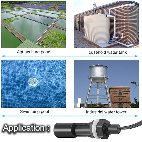 Miniatura 7 de Interruptor de flotador, sensor de nivel de líquido de agua, montaje lateral, controlador de bomba de agua horizontal, interruptor de flotador para