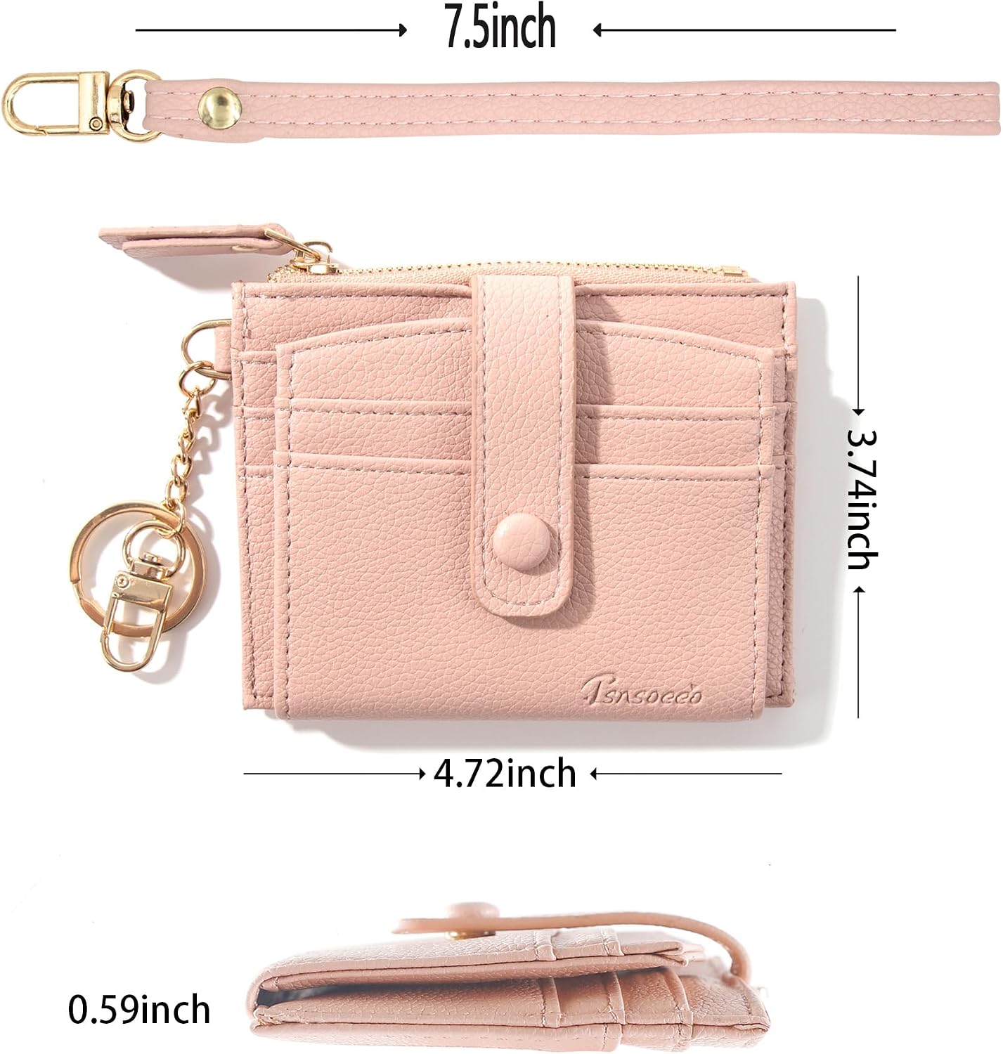 Keychain Wallet Wristlet Small Credit Card Holder Bracelet Key Chain Purse Bangle Tassel Beads Key Rings for Women image 2
