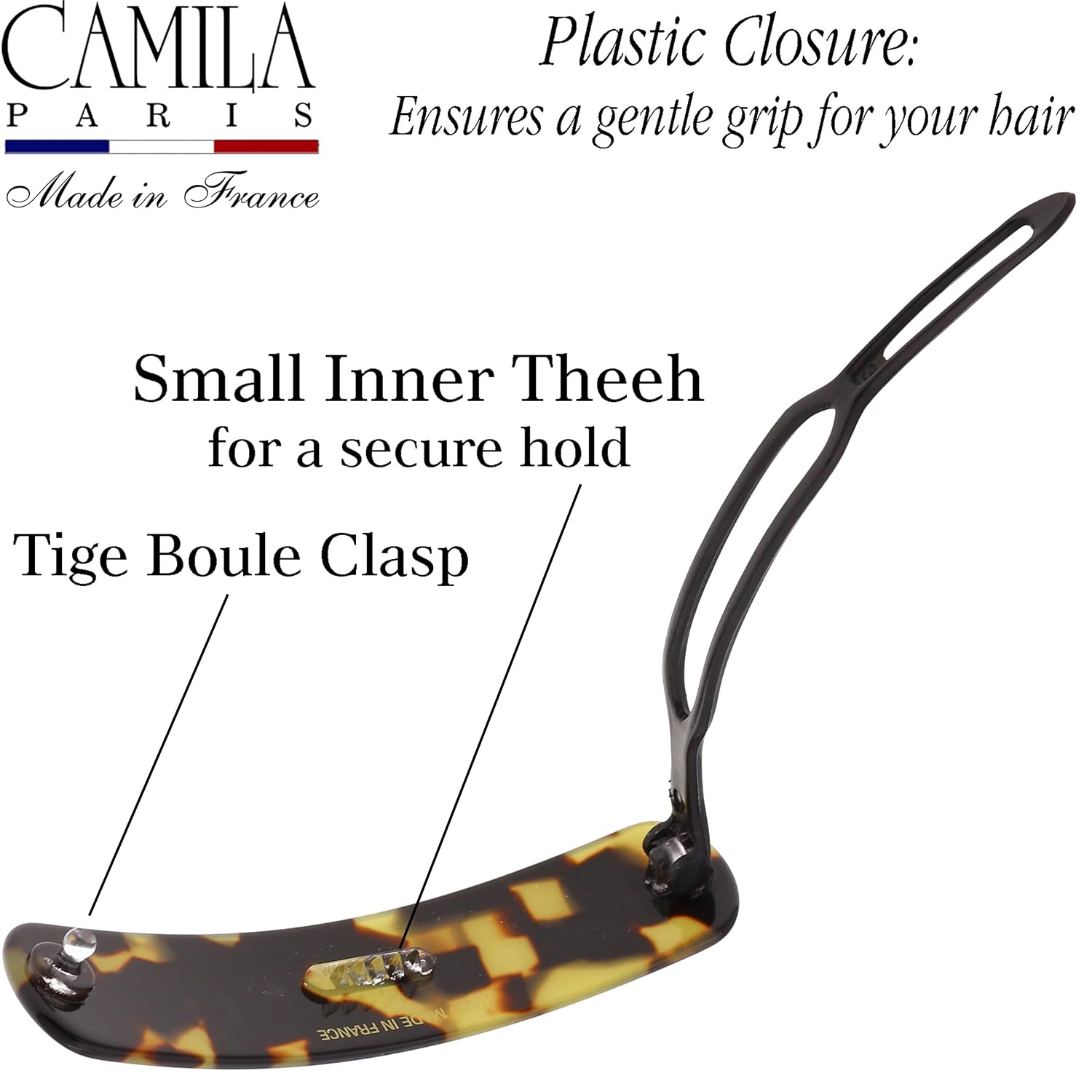 Camila Paris CP2798 French Hair Barrette Clip for Girls, Handmade, Tokyo, Metal-Free Closure Strong Hold Grip Hair Clips for Women, No Slip and Durable Styling Girls Hair Accessories, Made in France image 4