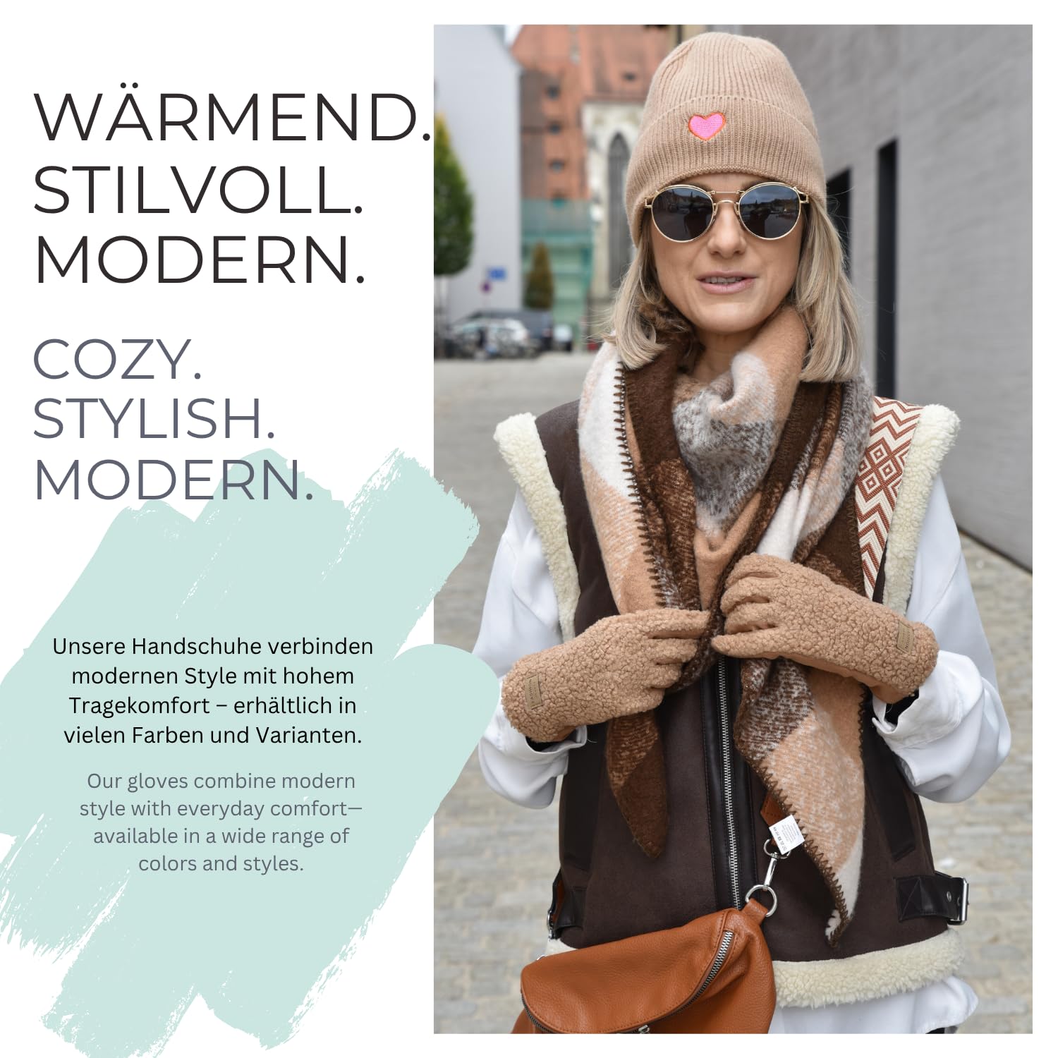styleBREAKER Damen Touchscreen Handschuhe mit Teddyplüsch | Weiche warme Winter Fingerhandschuhe | Kuscheliger Smartphone Handschuh in vielen Farben