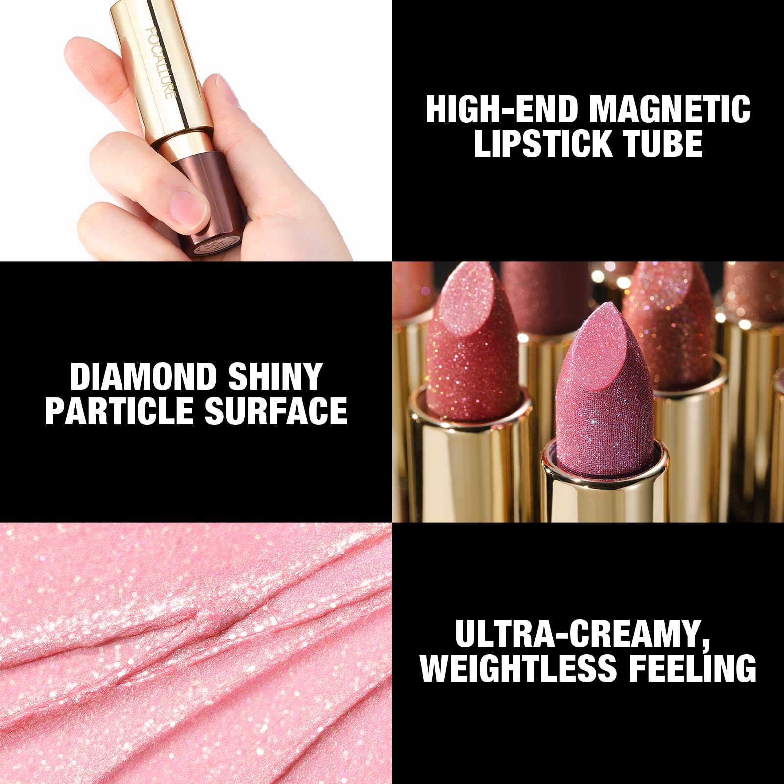 FOCALLURE Lápiz labial hidratante, el brillo opal proporciona un alto brillo e ingredientes hidratantes para labios que se sienten cómodos y se ven más llenos sin demasiado