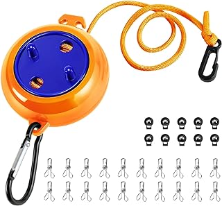 Wäscheleine Ausziehbar, Wäscheleine Camping Tragbare 10m Reise Urlaub Outdoor wäscheschnur Wäscheständer für Badezimmer, Waschküche, Garten oder Reise (Orange)