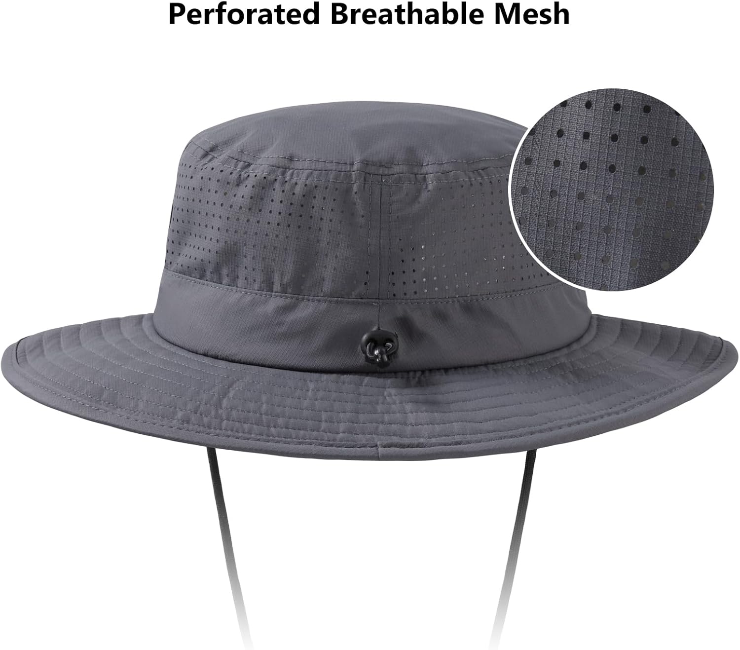 BASSDASH UPF 50+ Water-Resistant Fishing Bucket Hat with Laser Perforated Mesh Adjustable for Men Women Outdoor Hiking - Image 3