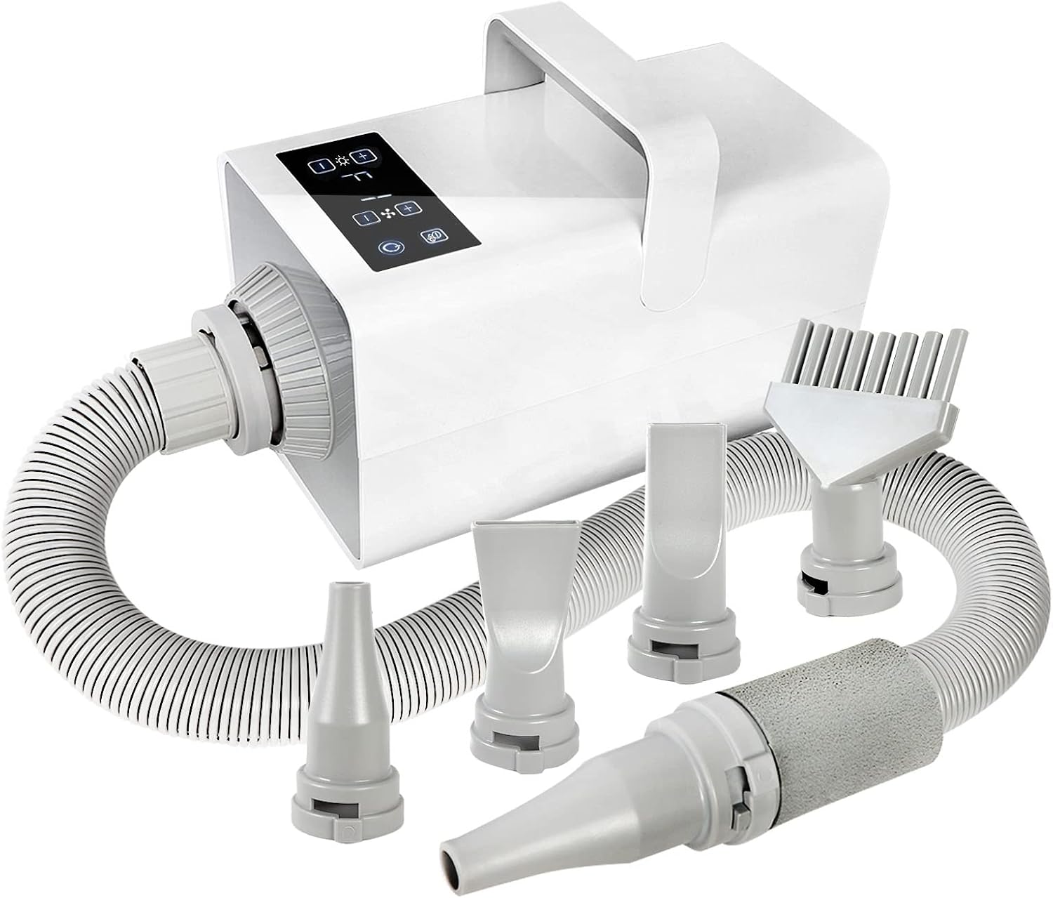 MorTime Dog Hair Dryer Blower for Grooming, Temperature Dog Blow & Adjustable Speed Dryer with LED Screen, 4 Nozzles, Expanded Hose,…