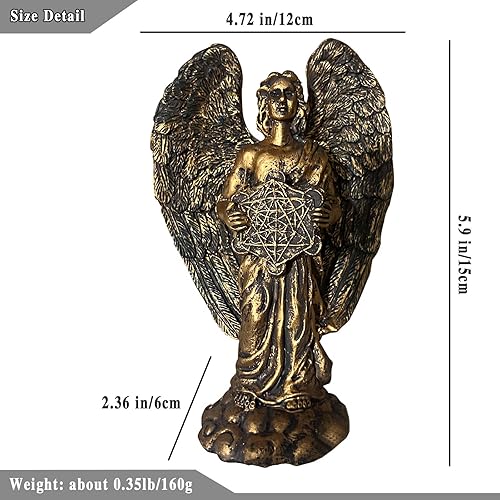 Miniatura 6 de Escultura de ángel, decoración de alas doradas, estatuas de bronce, adornos de resina para el hogar, figuras de arte coleccionables, hechas a mano,