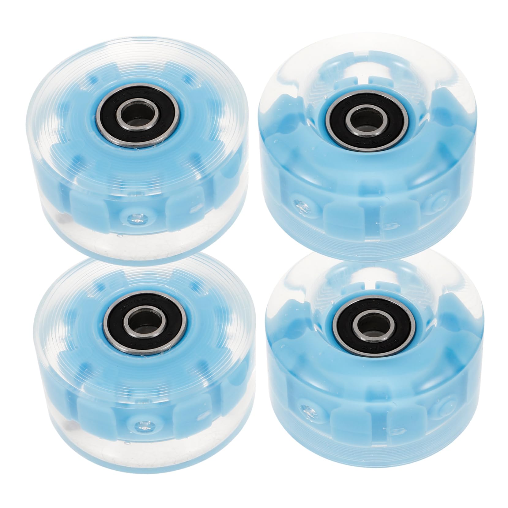 Abaodam 4pcs Flashing Roller Skates Wheels with Pu Rubber High Elasticity Double Row Skating Accessories for Boys and Girls Adults Blue Light up Wheels with Bearings