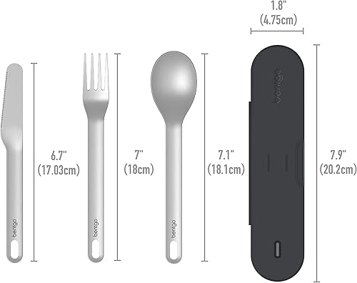 Miniatura 6 de Bentgo Juego de utensilios de viaje de acero inoxidable, juego de cubiertos reutilizables de 3 piezas con funda de transporte, acero de alta