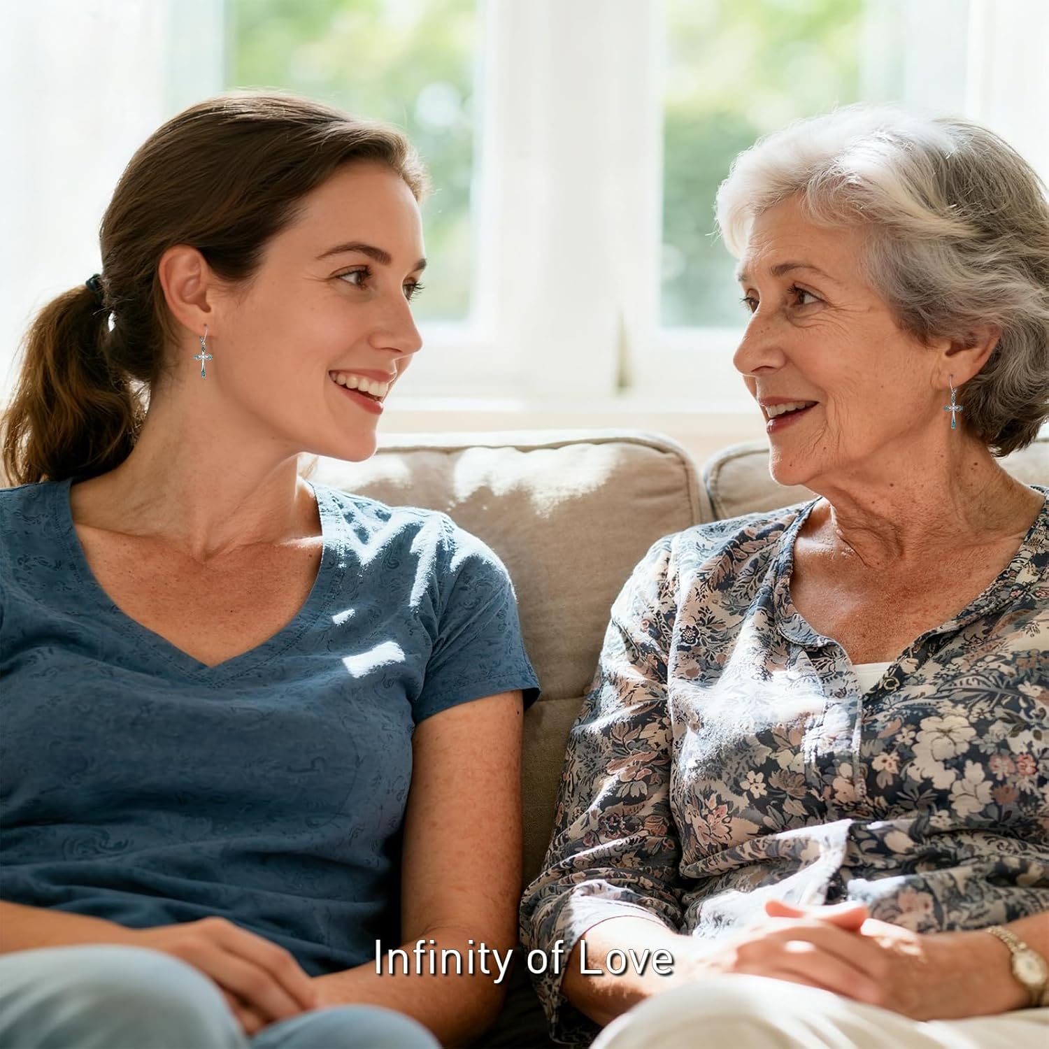 Cross Earrings for Women Dangle Sterling Silver Cross Earrings Turquoise Infinity Hanging Jewelry for Women Christmas Birthday Gifts - Image 4