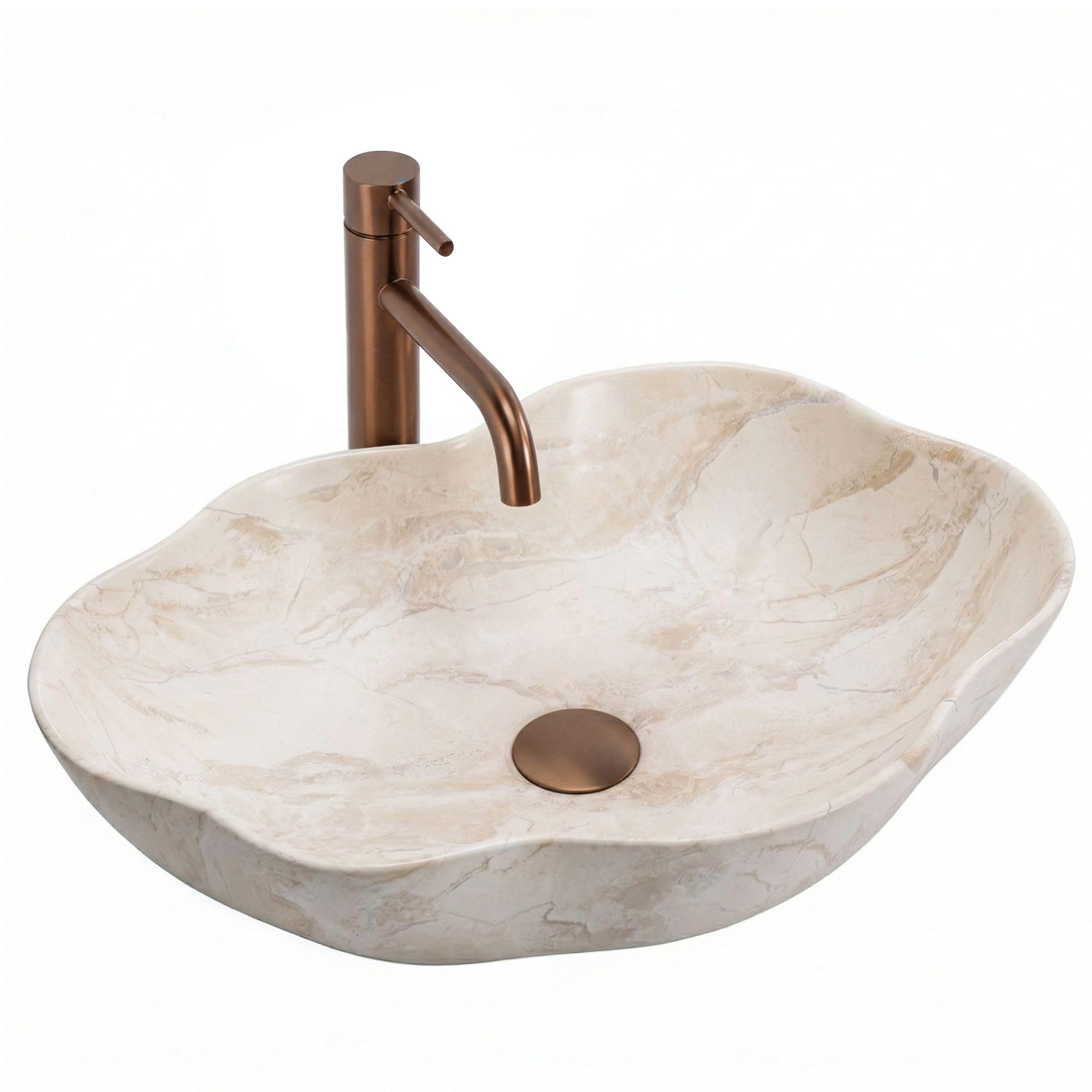 Rea - Lavabo Da Appoggio, Pearl Kallisto, Beige, Pietra Artificiale