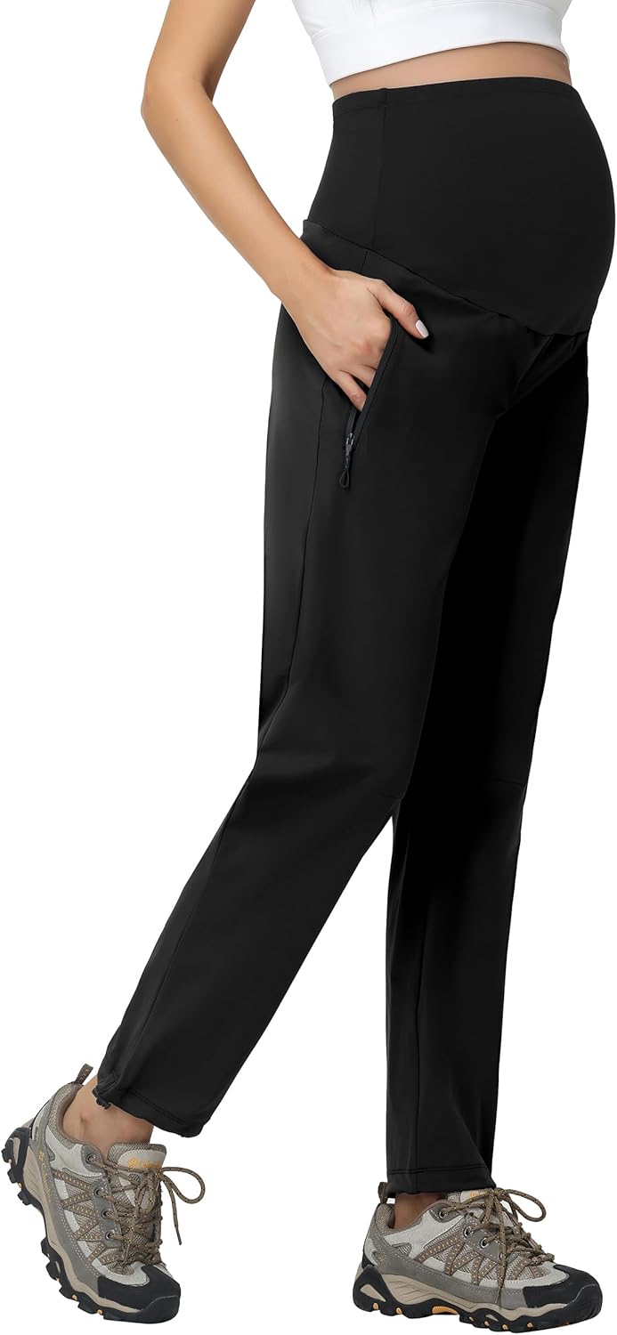 V VOCNI Maternity Pants Straight Leg Scrub Pants Quick Dry Casual Pregnancy Scrubs for Work Hiking Travel - Image 4
