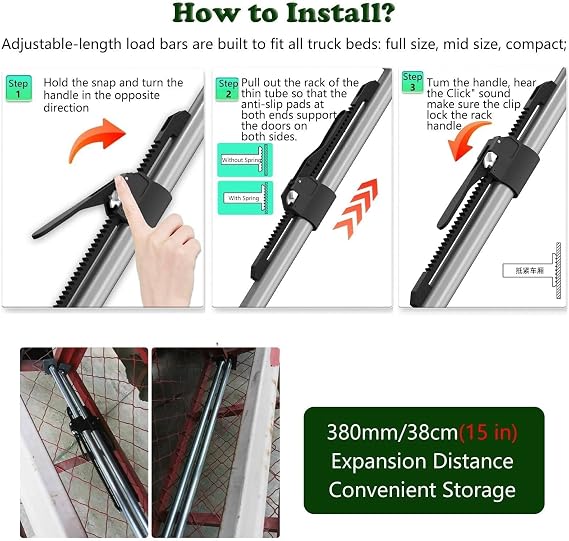 4 Pack Ratcheting Cargo Bar Set - 107.5 Heavy-Duty Non-Slip Truck Bed Divider for Pickup, SUV, Reefer & Semi Trailers - Secure Your Load with Durable Cargo Poles