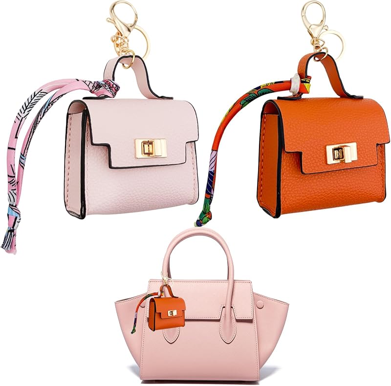 Milovgvset Mini Necessaire de Maquiagem com Chaveiro em Couro PU, 2 Unidades