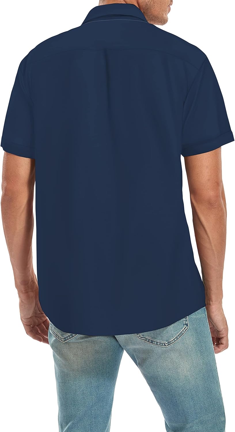 Ecosunny Bowling Shirts for Men Short Sleeve Polo Shirt Casual Slim Fit Golf Shirt - Image 4