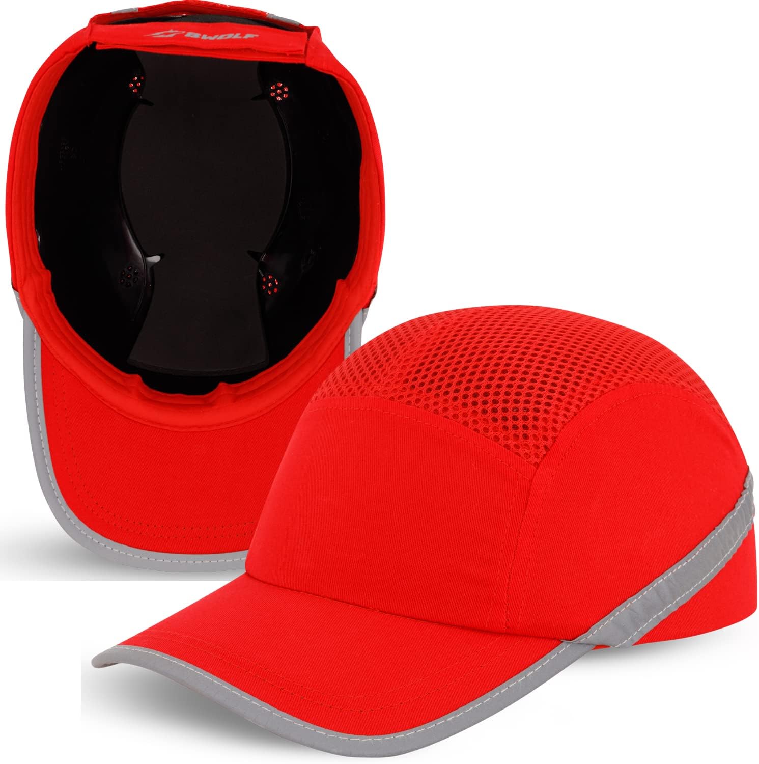 BWOLF Trivor Safety Helmet, Red, One Size, ABS Shell EN 812 with Velcro Closure and Reflective Strips