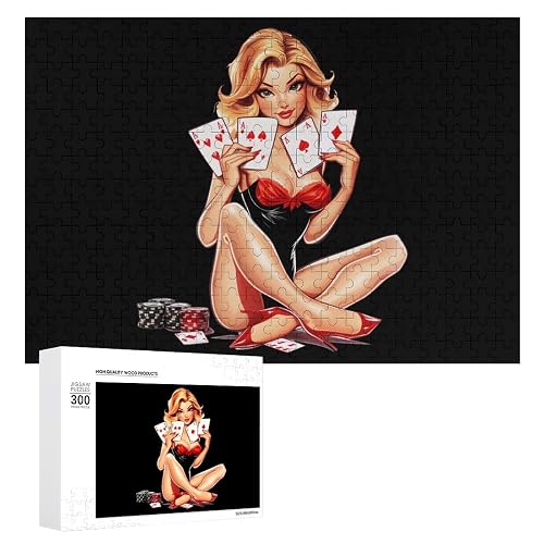 Aces Playing Cards Pinup Girl Puzzles for Adults 300 PCS