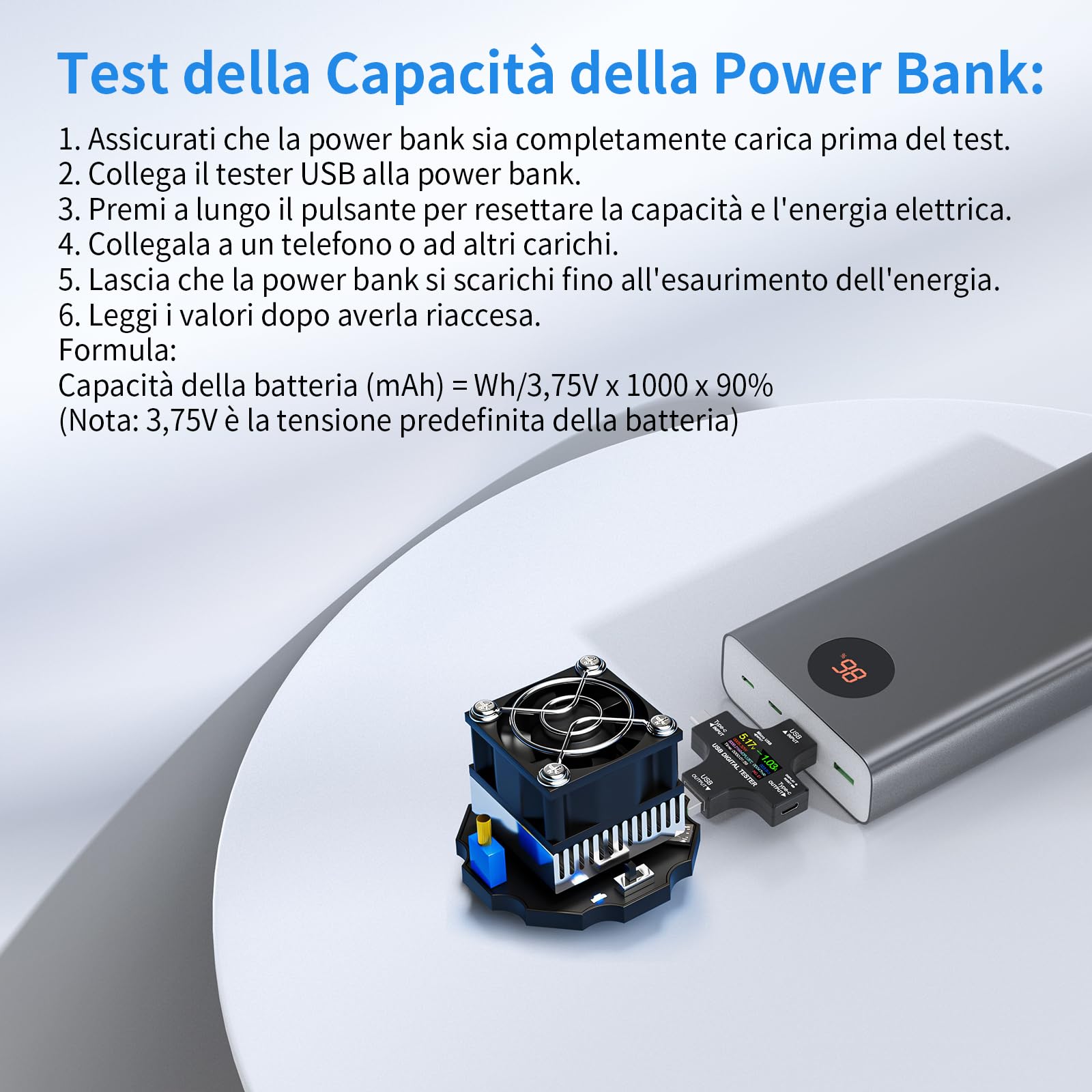 USB C Tester 2 in 1 Misuratore di Potenza 3.6-32V 0-8.0A USB Amperometro Digital Multimetro Tester di Tensione e Corrente Rilevatore Carica Batteria Caricabatterie USB Tester Elettrico