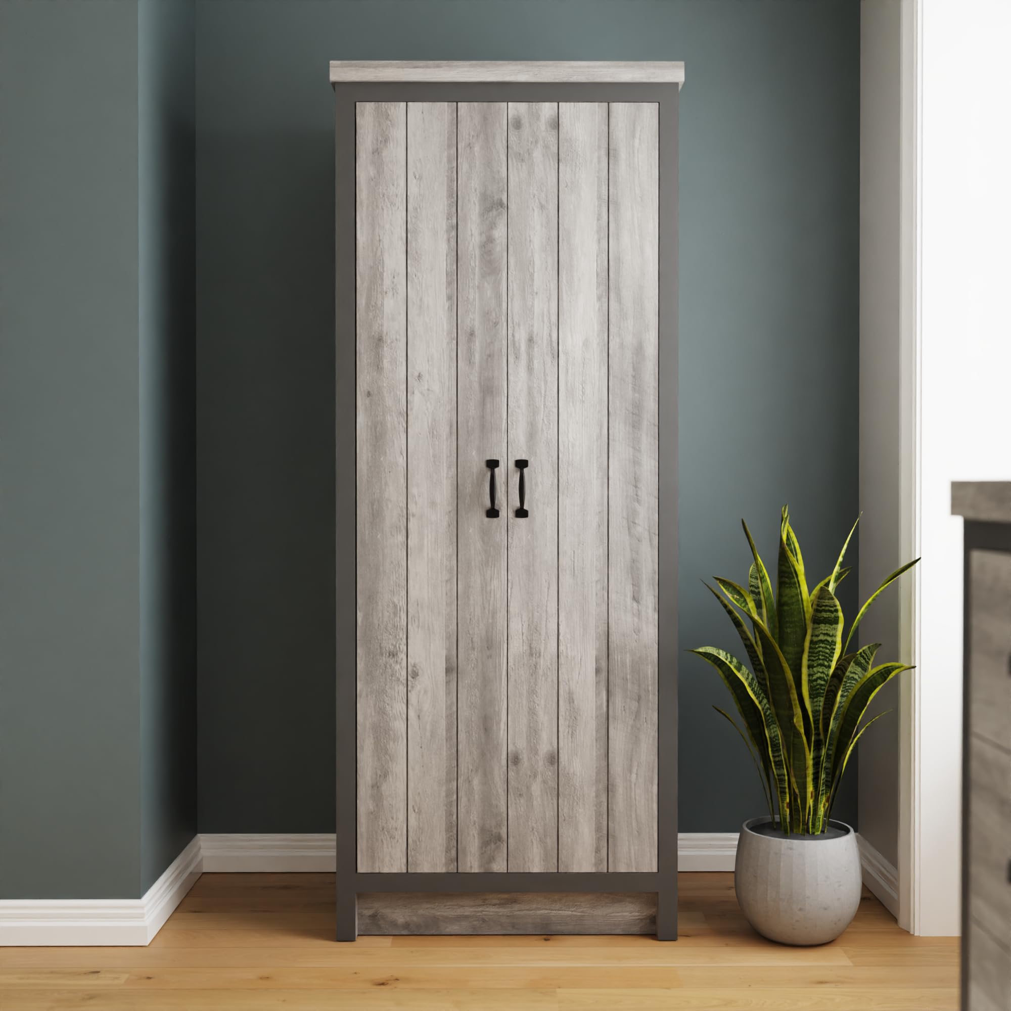 GFW Boston 2 Door Wardrobe Hanging Rails Storage Unit Bedroom Grey