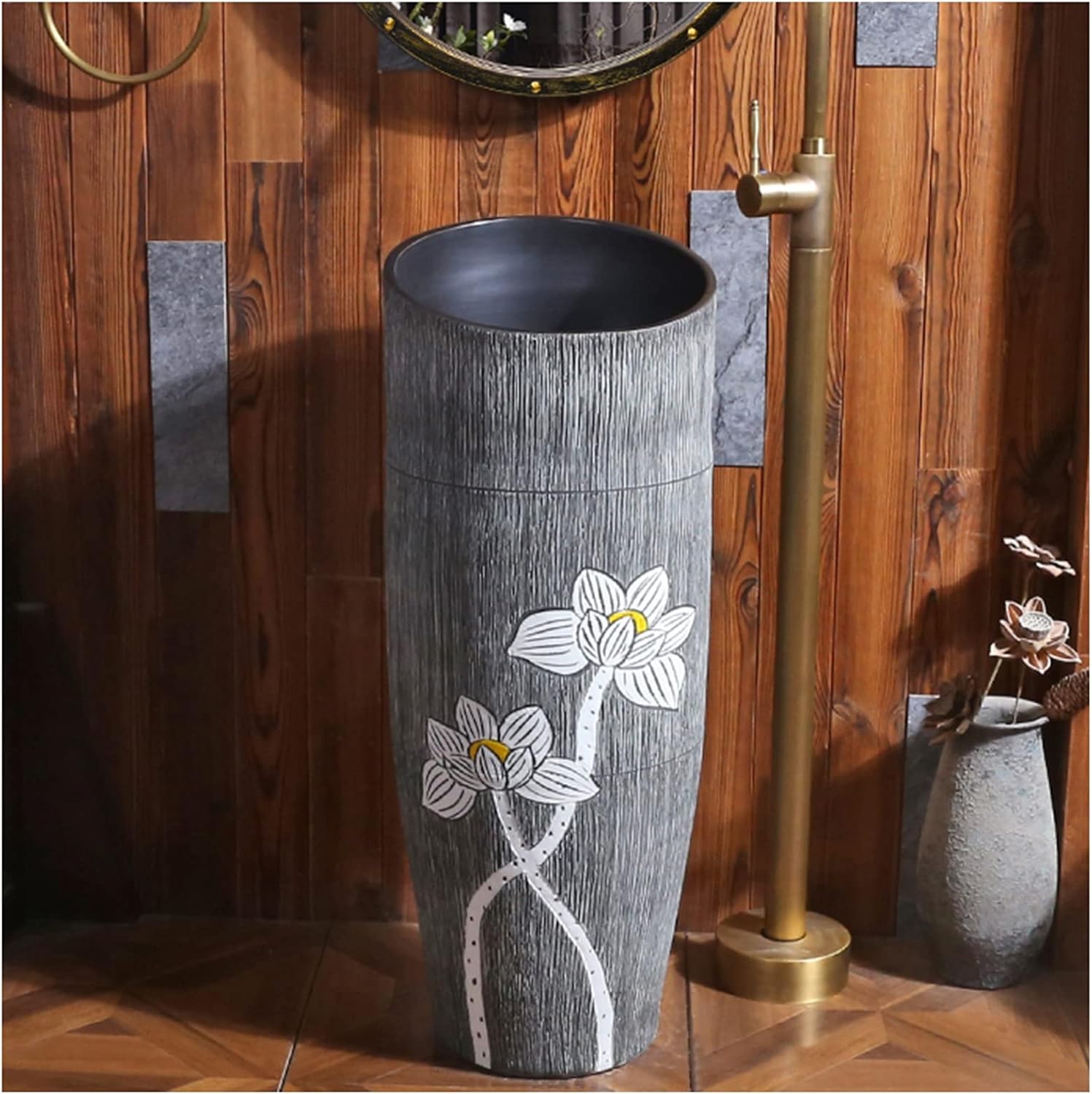 EliteBloom Pedestal Sink 16"X16" Modern Ceramic Bathroom