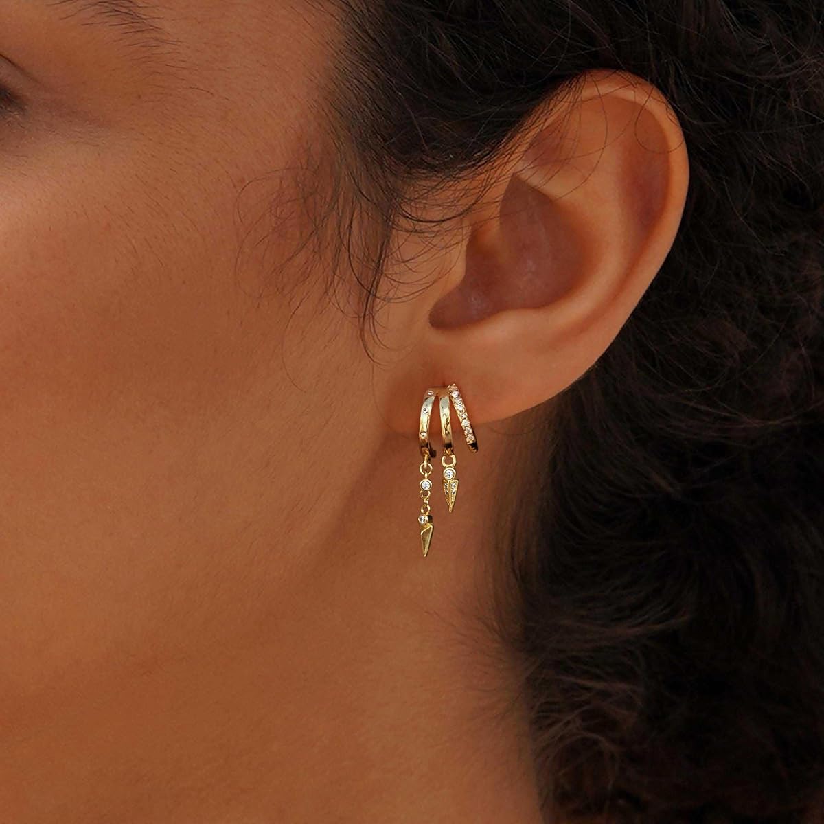 Upcycled Brass and Bone Statement Earrings view 4