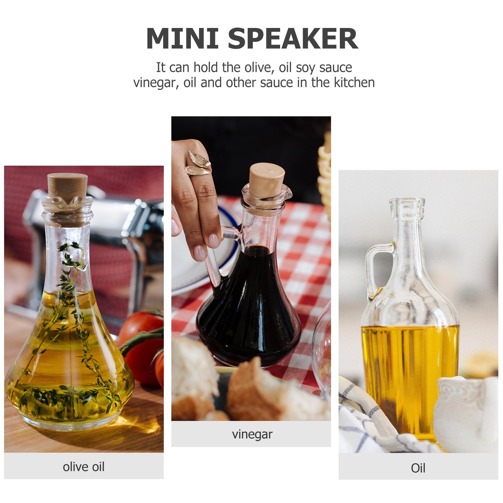 Cabilock 2 Stück Glas Ölspender aus Glas Auslaufsicherer Ölflaschenglas mit Edelstahl Silikon und Pp für Küche und Essig Sojasaucenflasche