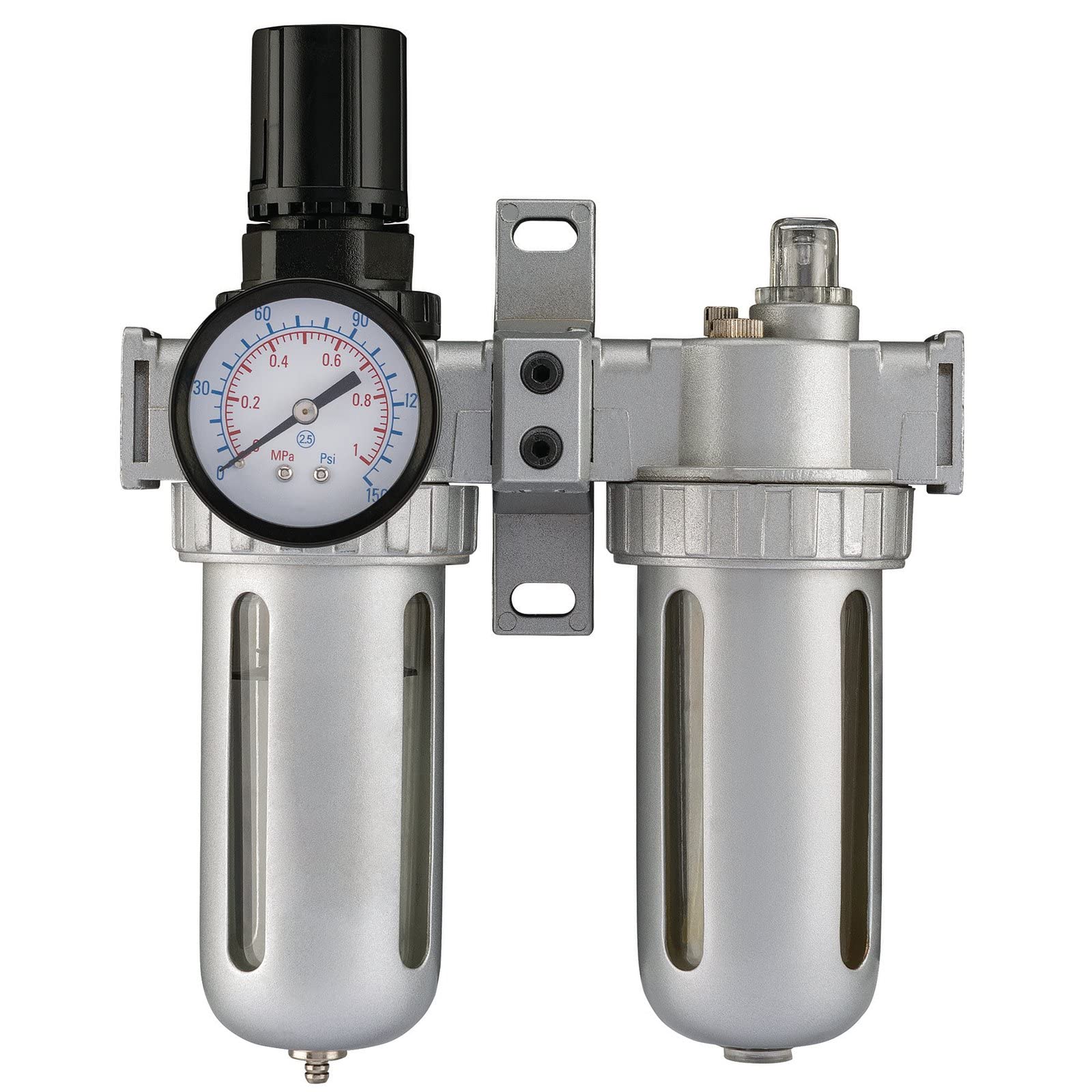 Draper 70824 1/4" BSP Combiné Filtre/Régulateur/Lubrificateur Unité Air Argent