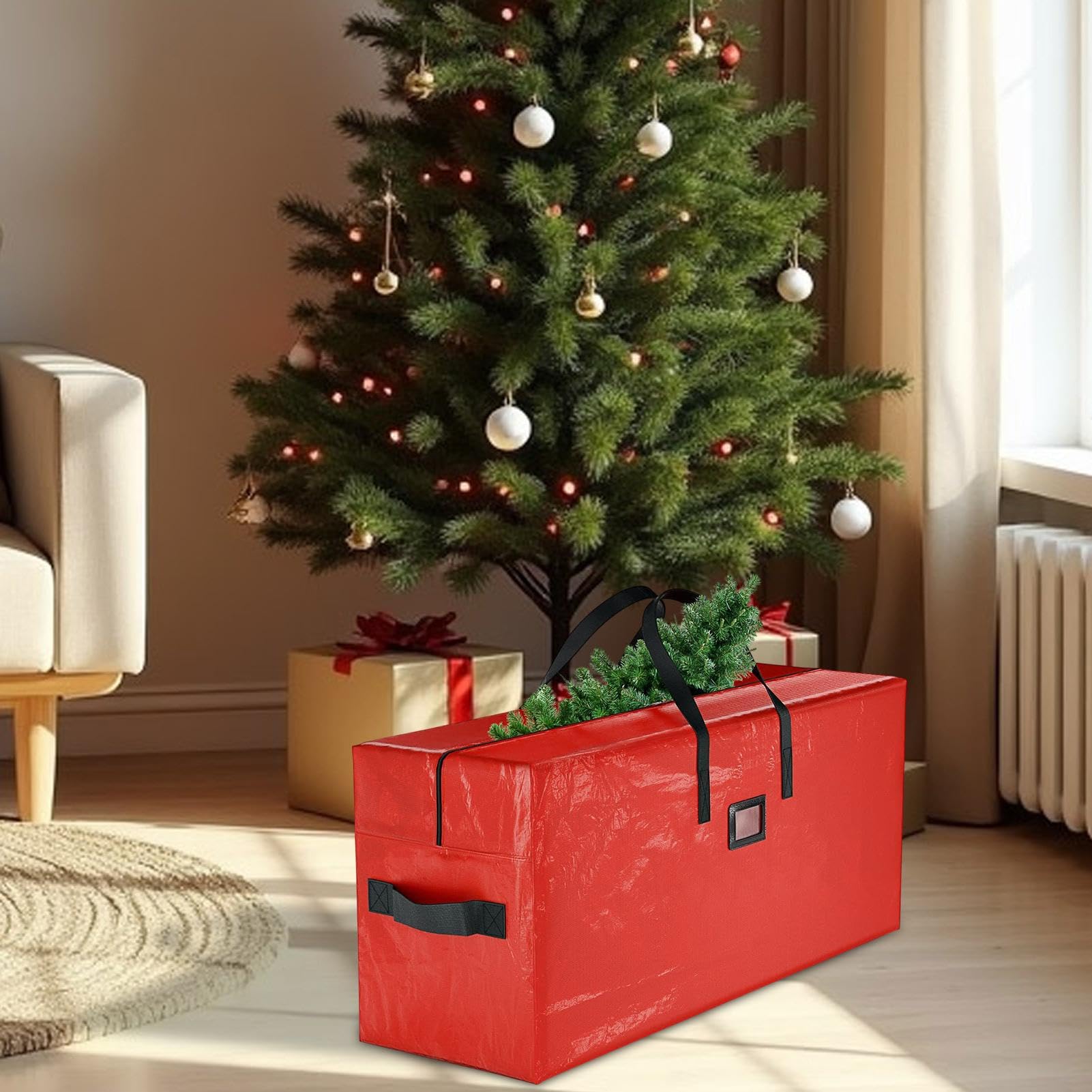 Artificial Christmas Tree Storage Bag, Waterproof Christmas Tree Storage Container with Zipper, Heavy-Duty Christmas Decoration Organizer with Reinforced Handles, Extra-Large Holiday Tree Storage