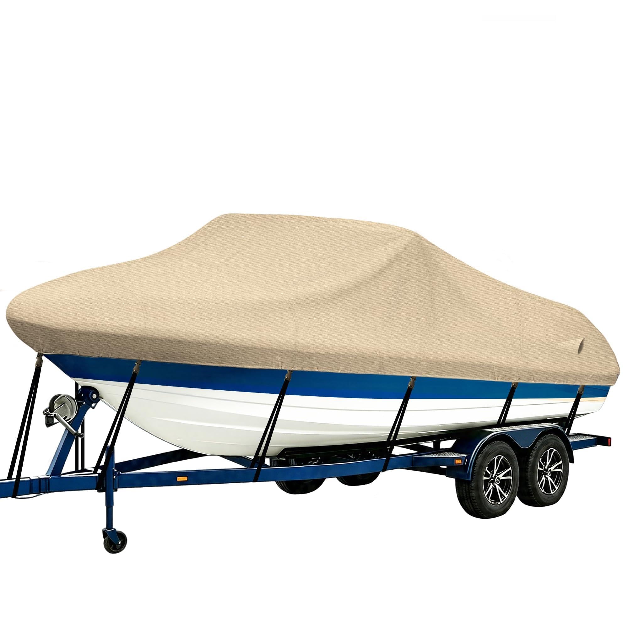 iCOVER Trailerable Boat Cover- 17'-19' 800D Water Proof Heavy Duty, Fits V-Hull, Fish&amp;Ski, Pro-Style, Fishing, Utiltiy, Runabout, Bass Boats, up to 17ft-19ft Long and 96" Wide