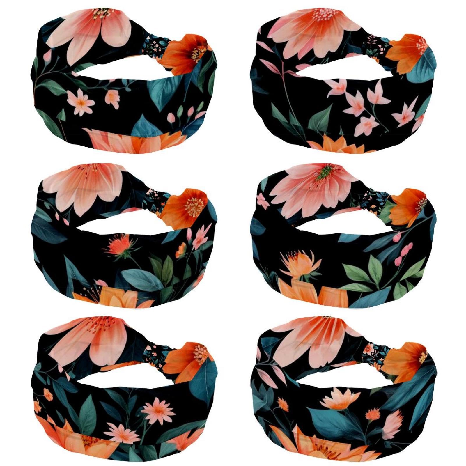 Lot de 6 bandeaux à fleurs et feuilles vertes pour femme, tendance pour un usage quotidien, le sport, le yoga, la course à pied
