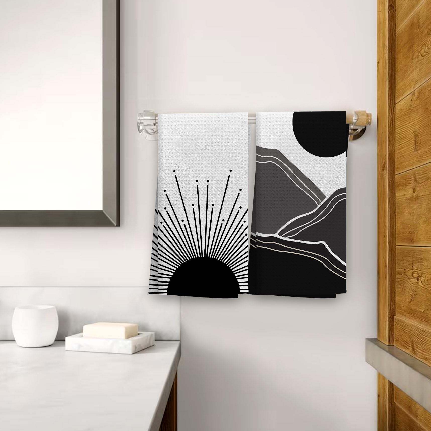 OHSUL Set di 2 asciugamani da bagno in stile boho, con