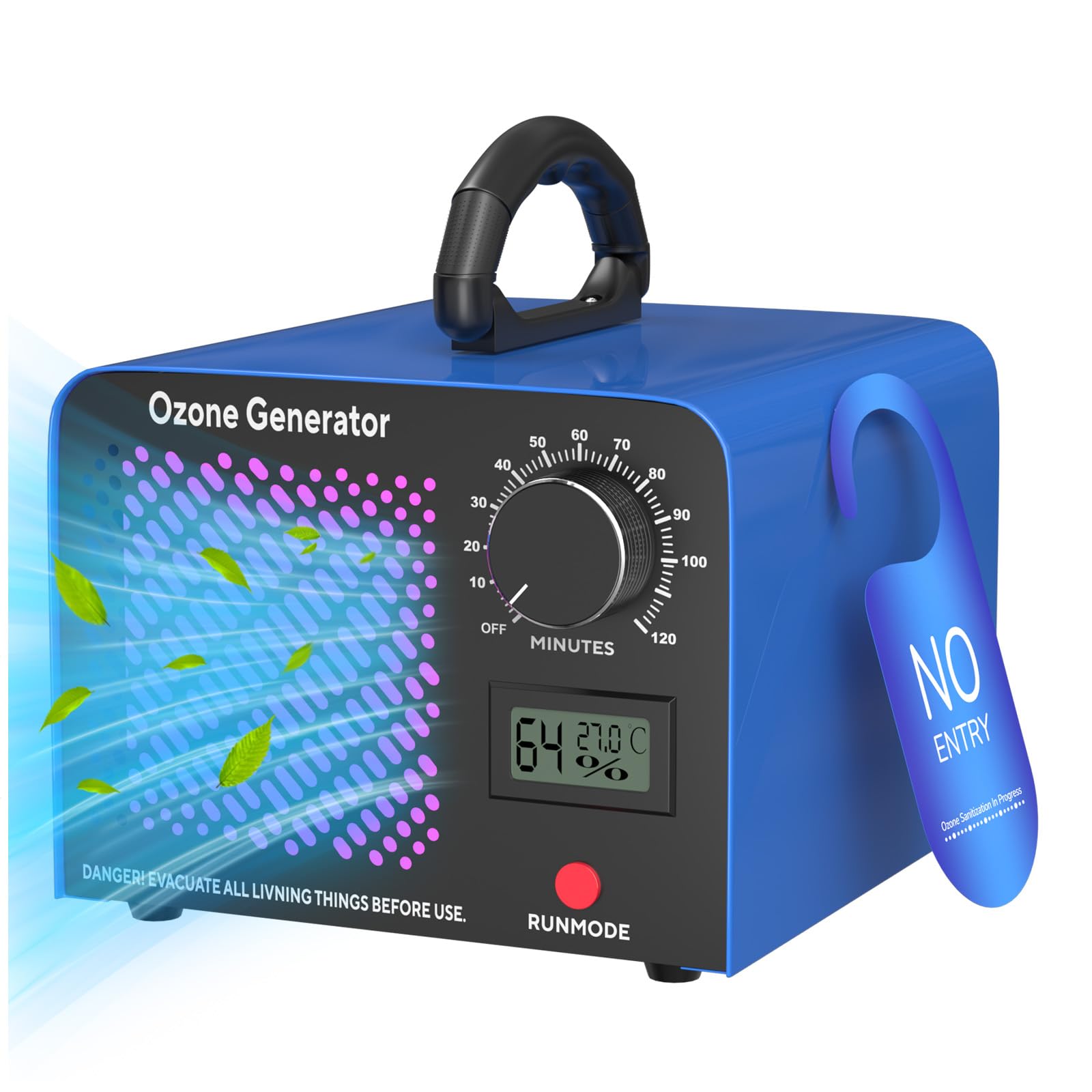 Ozono Generador 65,000 mg/h, Ozonizador Industrial O3 con Temporizador de 120 Min, Temperatura, Humedad, Dispositivo de Ozono Hasta 300㎡ O3 Ozonizador para Garajes, Apartamentos, Hoteles
