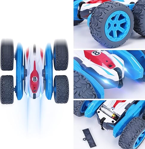 Miniatura 10 de Paquete de 2 relojes de acrobacias RC con sensor de gestos, auto 4WD de doble cara, rotación de 360 grados, recargable, de alta velocidad, 2.4 GHZ,