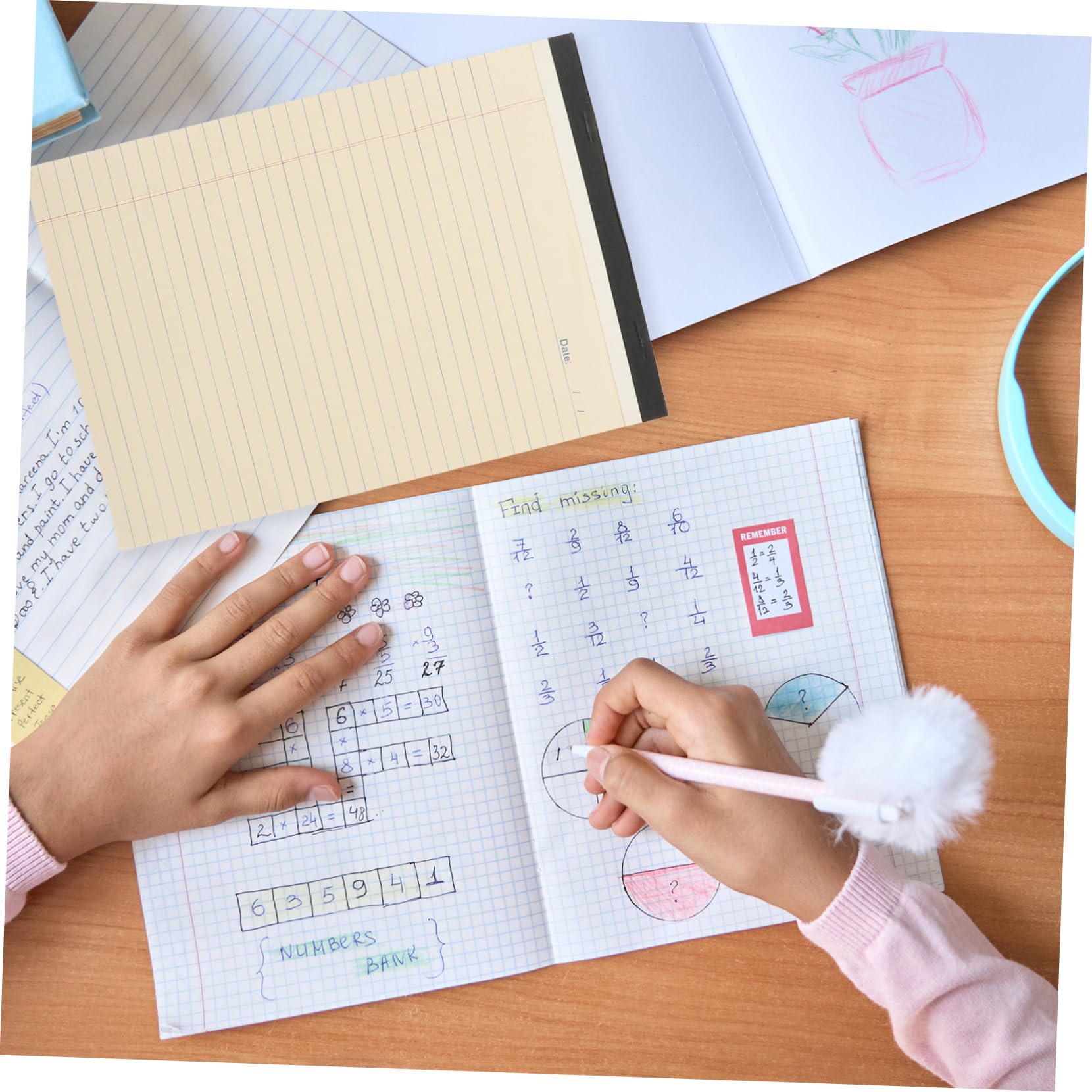 A4-notizblock mit Abreißlinie, 4 Stück-pack, Papier, Beige | Dickes Blattgut, Tragbar für Schreibtischplanung, Passend für Schüler, Neujahrsgeschenk