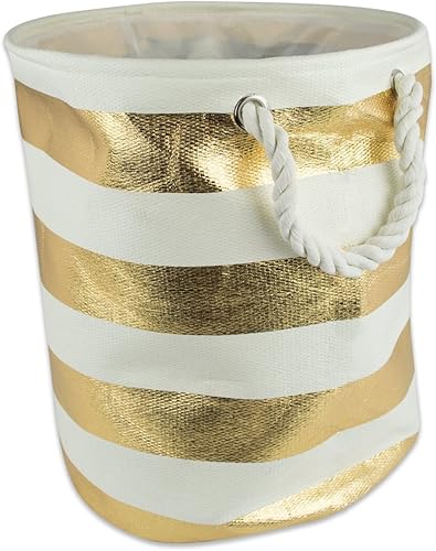 Miniatura 1 de DII - Pequeña cesta o tacho redondo tejido para almacenamiento Dorado Stripe Gold L