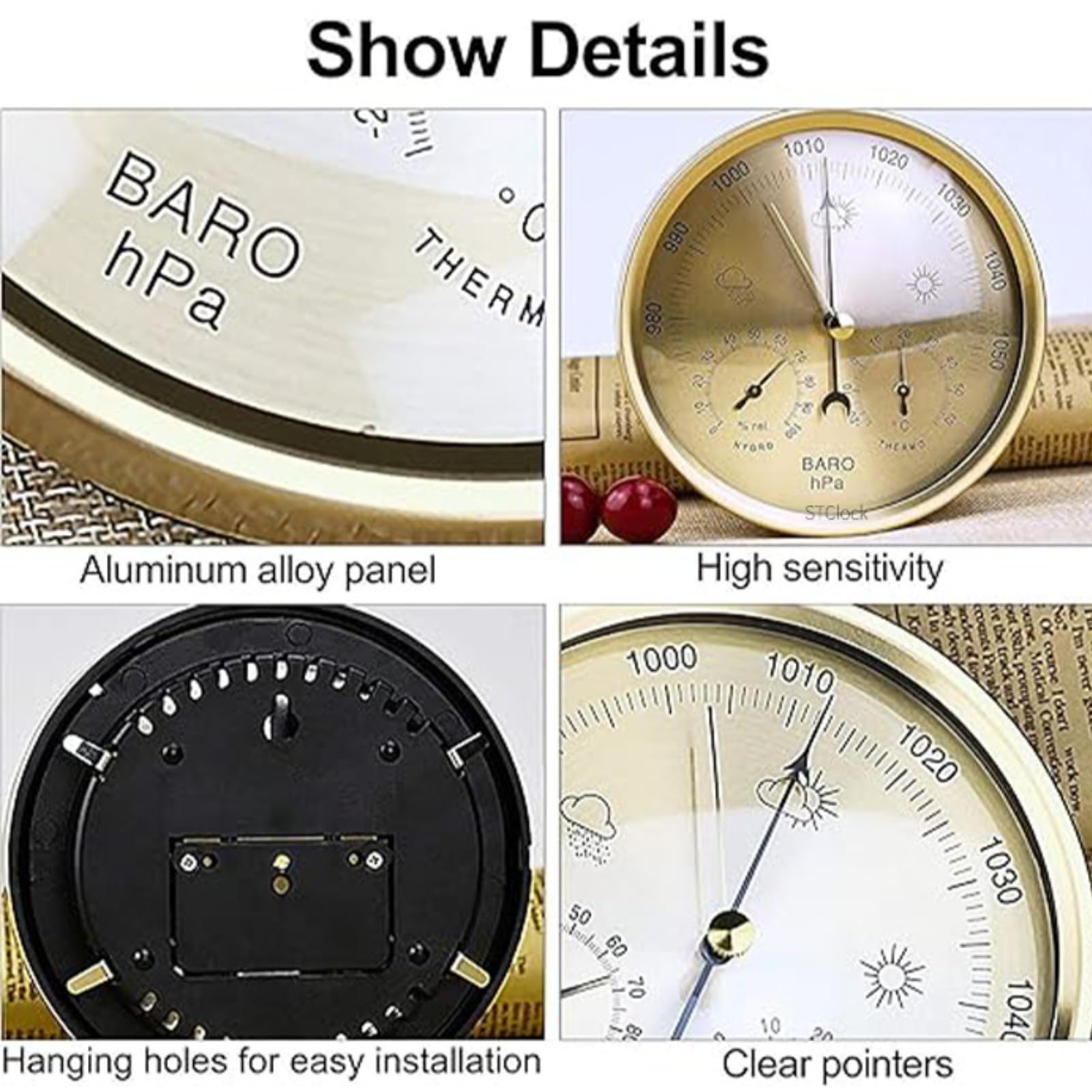 Stazione Meteo Analogica Da Parete, 3 In 1 Analogico Barometro Igrometro Termometro Per Interni E Esterno, 5.2" Stazione Meteorologica Analogica In Lega Di Alluminio Per Giardino, Camera Da Letto