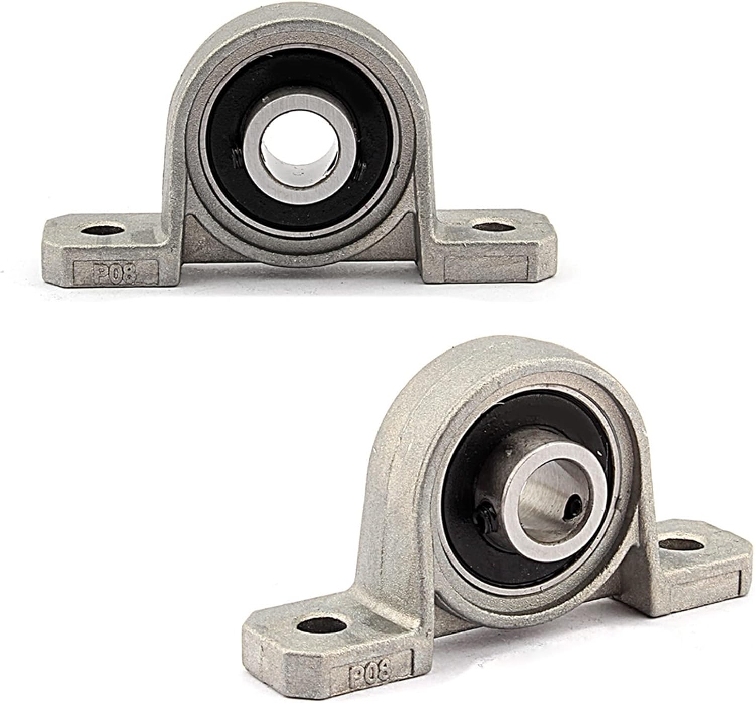 2 Pcs Pillow Block Mounted Bore 8/10/12mm Inner Diameter Metal Ball Bearing Housing Zinc Alloy (8mm)