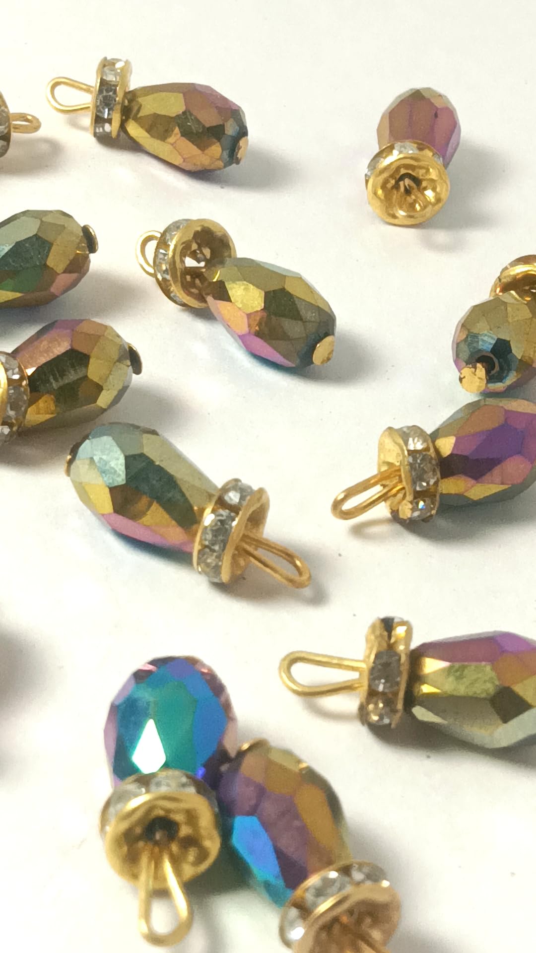 The Craft Cartel Rainbow Mettalic Drop Loreal Hanging Glass Beads (Pack of 50 Grams /48 Pieces Approx) Use for Jewellary Making/Necklace/Blouse/Lehanga/Saree/Dupatta/Latkan/and All Jewellary Work.