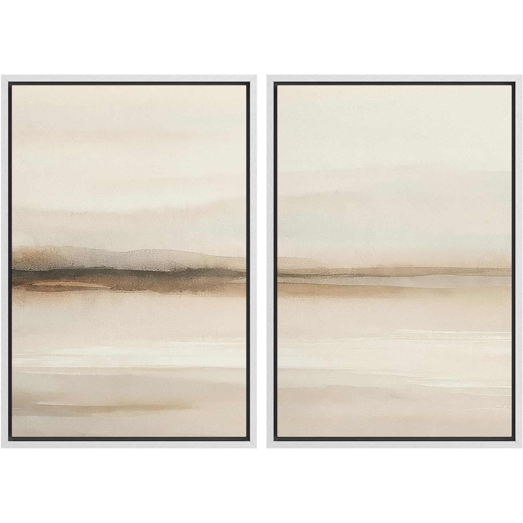 MUDECOR Framed Canvas Print Wall Art Set Watercolor Pastel Green Tan Landscape Abstract Shapes Illustrations Modern Art Decorative Contemporary for Living Room, Bedroom, Office - 16"x24"x2 Natural — view 86