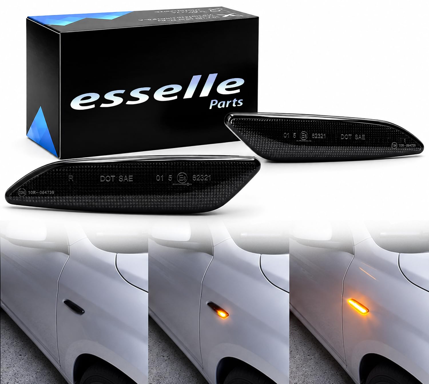 Coppia Frecce Laterali Nero Fumé Progressive Dinamiche A Led per Alfa Romeo 147 Restyling, Alfa 156, Fiat Tipo MK2, Lancia Delta MK3, Ypsilon MK2 312, Plug and play Canbus nessun errore