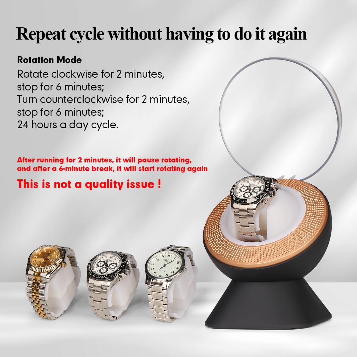 Ultra Quiet Single Watch Winder for Rolex with Ambient LED Lighting - Gift for Men, Automatic Watch Storage Box with One Watch Pillow, Whisper Quiet Motor for Mechanical Watches