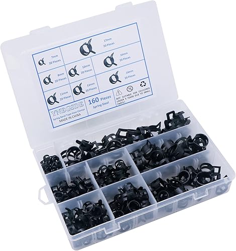 Miniatura 4 de Abrazadera de manguera de vacío de silicona para manguera de vacío de presión de baja presión, kit surtido de abrazaderas de aire -160 piezas (8